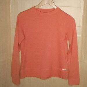 Eddie Bauer Womens Orange Striped Long Sleeve Activewear Top Medium